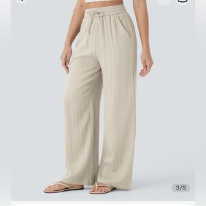HALARA High-waisted Drawstring Linen-feel pants